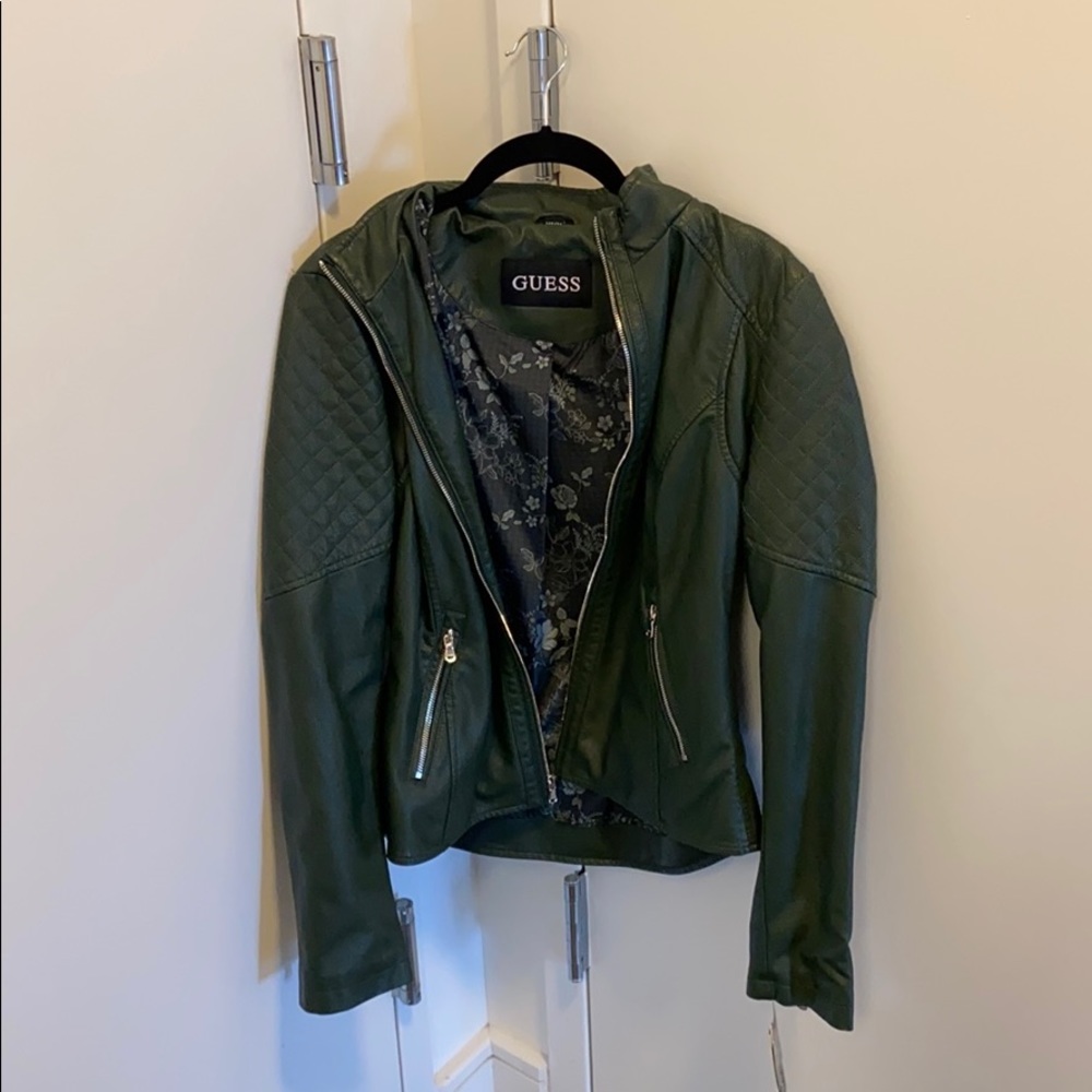 Green jacket vegan leather